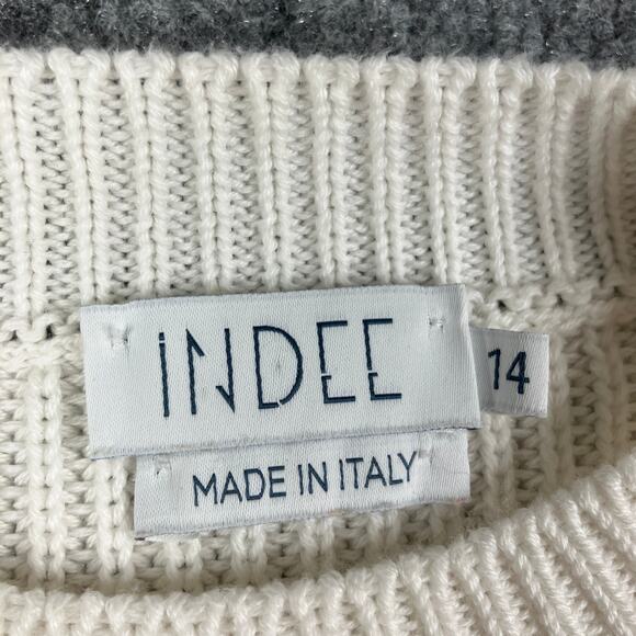 INDEE Girls Knit Sweater Size 14Y Ivory Multicolor Striped Made in Italy Color - Picture 4 of 7